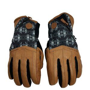 Dakine Leather Textile Insulated Ski Snowboard Gloves Womens M/7 Black & Brown G